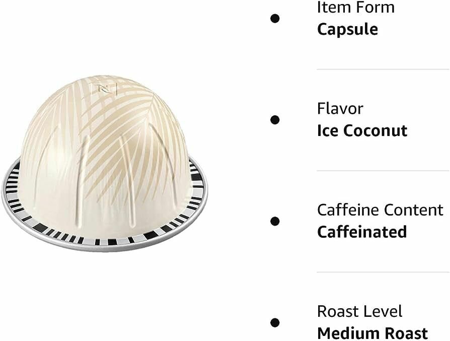 Кофе в капсулах Nespresso Vertuo TROPICAL COCONUT FLAVOUR OVER ICE ( тропический кокос, *можно со льдом), 10 кап. в уп, 1 упаковка - фотография № 5