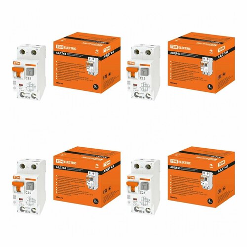 Выключатель автоматический TDM Electric 63 2Р(1Р+N) C25 30мА 6кА тип А (SQ0202-0004) (упаковка 4 шт.)