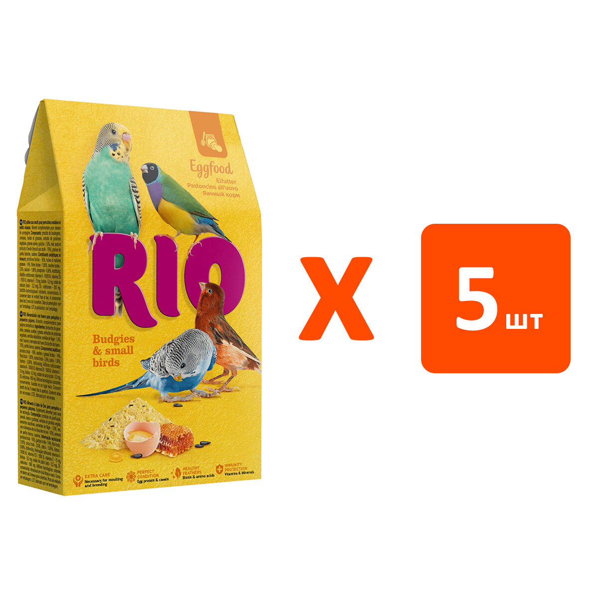 RIO EGGFOOD корм яичный для волнистых попугаев и мелких птиц (250 гр х 5 шт)