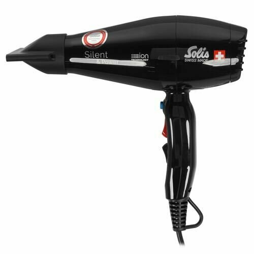 Фен Solis Silent Power черный полноразмерный 1800 Вт подача холодного воздуха турмалиновая ионизация шнур - 27 м 1018600₽
