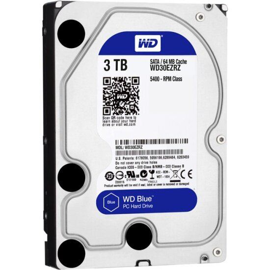 Жесткий диск 3.5" Western Digital WD Blue 3 ТБ, SATA III, 64 Mb, 5400 rpm (WD30EZRZ)