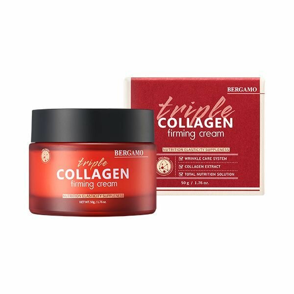 Укрепляющий крем для лица с тройным коллагеном Bergamo Triple Collagen Firming Cream 50 мл Корейская косметика