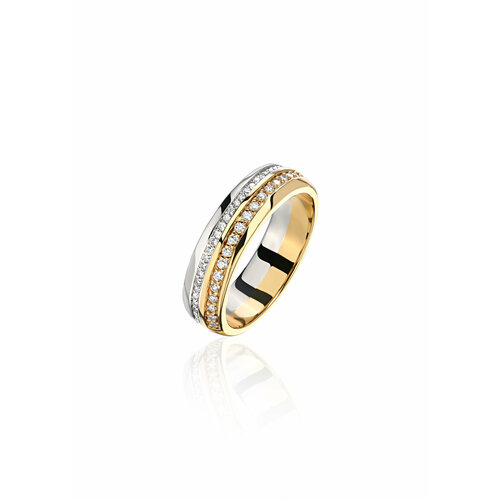 Кольцо Эстет, комбинированное золото, 585 проба, бриллиант