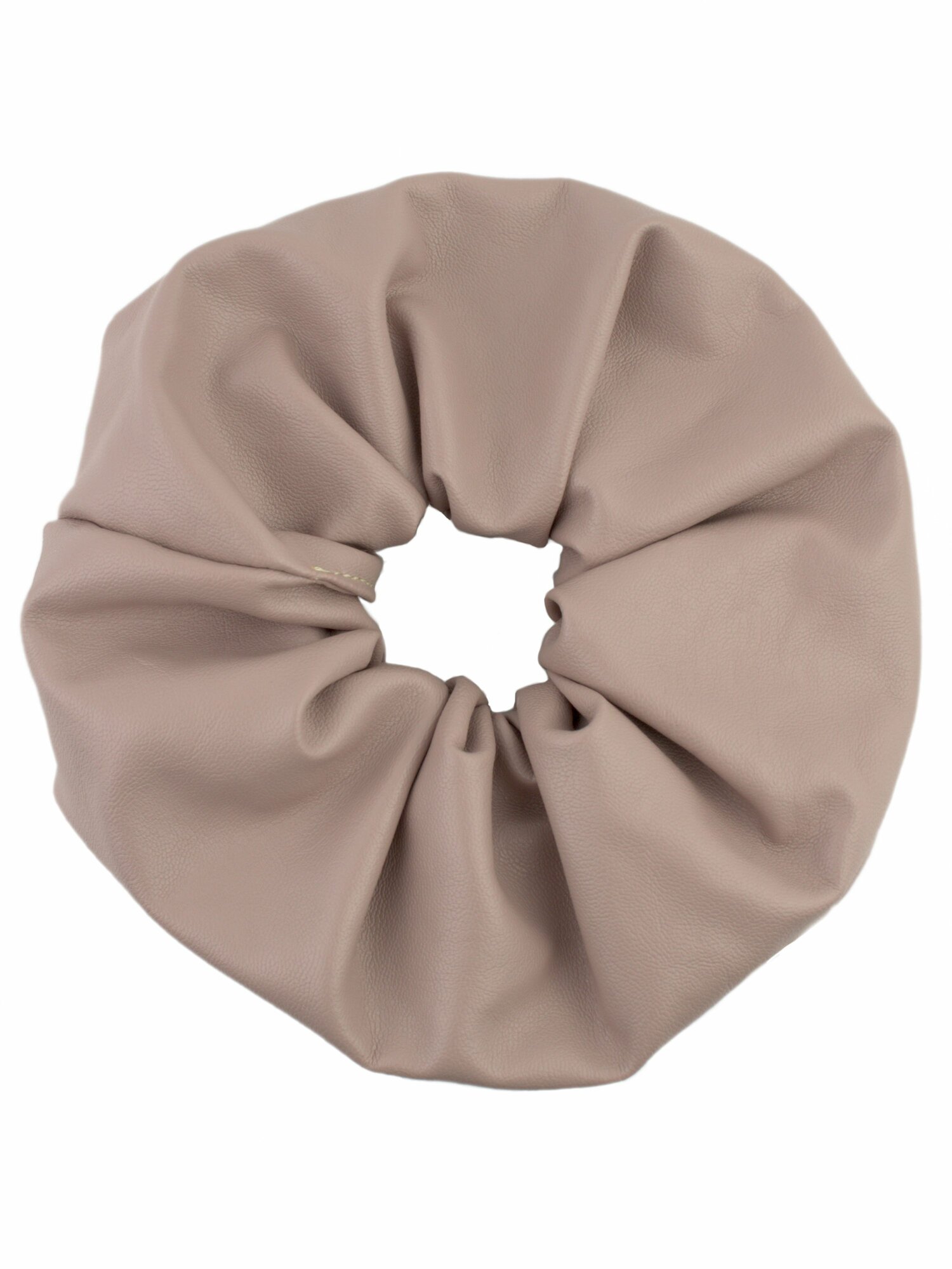 Резинка для волос женская объемная бежевая из экокожи