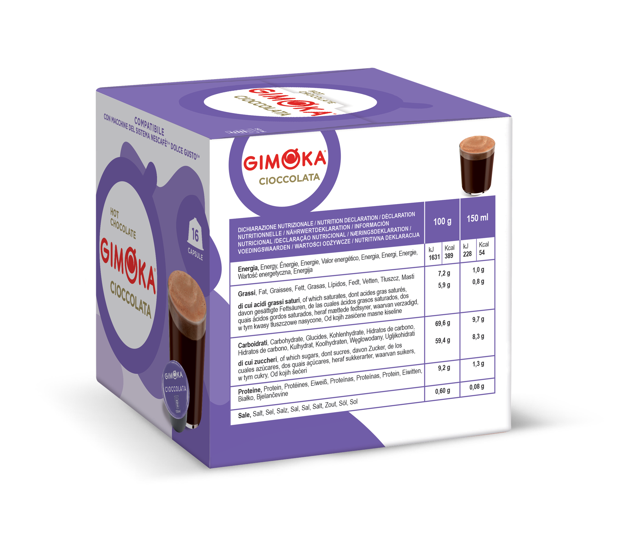 Капсулы формата Dolce Gusto, Gimoka Cioccolata Горячий Шоколад, 16 капсул — фото 1