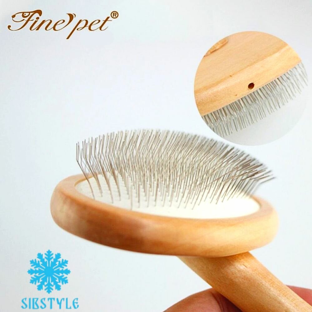 Картинки Пуходерка M для кошек и собак, расческа, щетка, дерево, универсальная, овал (бук)