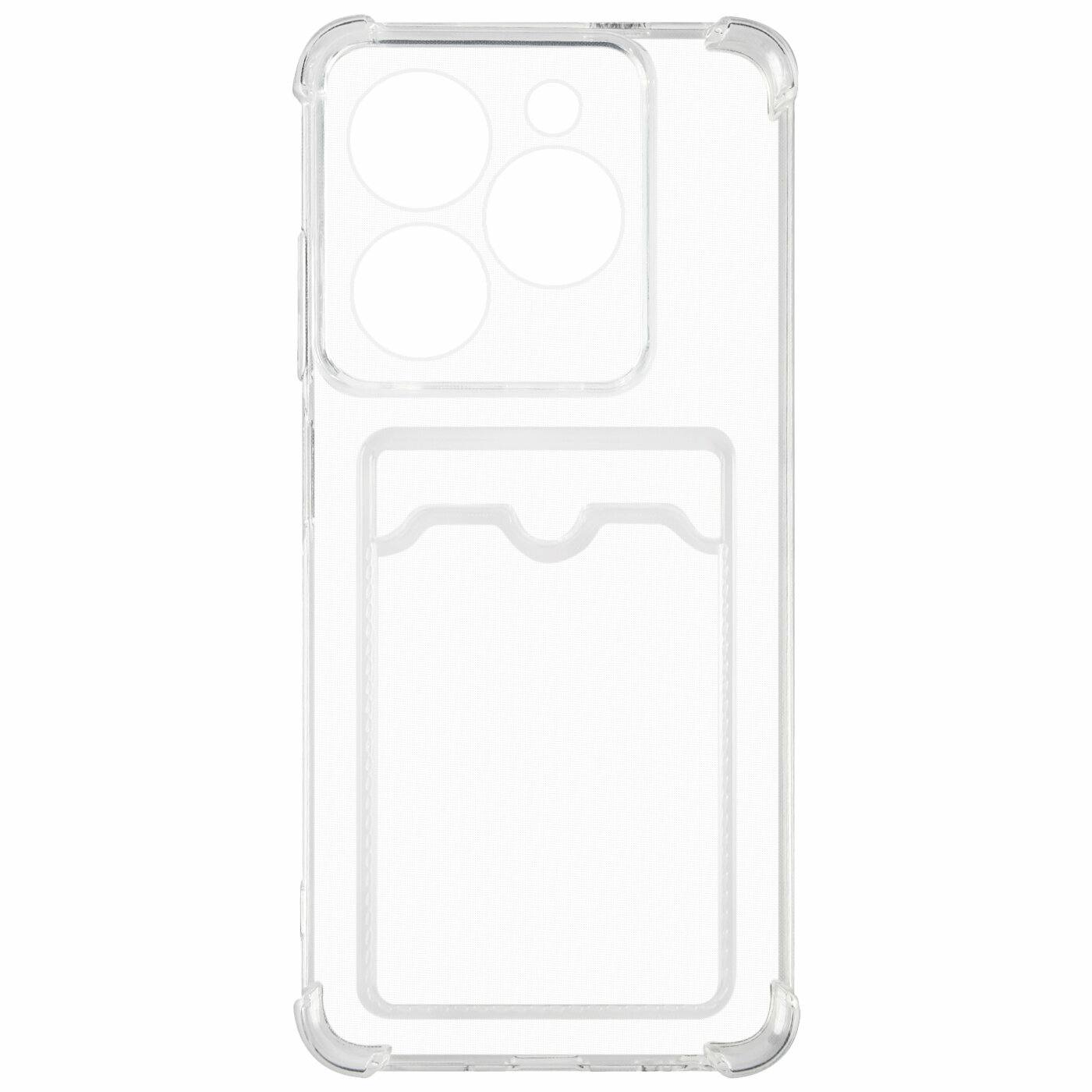 Противоударный чехол для Infinix HOT 40 Pro/Инфиникс Хот 40 Про, с кардхолдером, чехол с кармашком для карт, прозрачный — фото 1