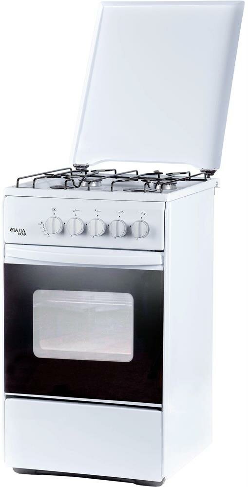 Газовая плита лада NOVA RG 24044 W с газовой духовкой, объем 50 л, белый