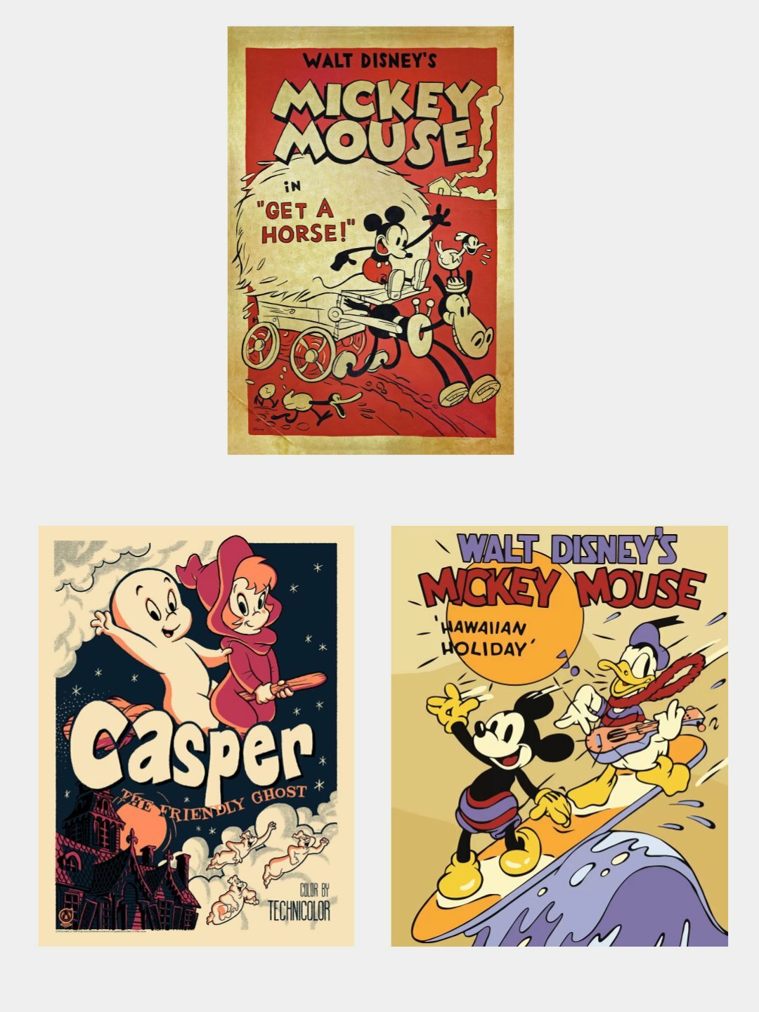 Мини постер с Мультиками, 10 * 15 см, набор из 3х шт, Мультфильмы, Эстетика