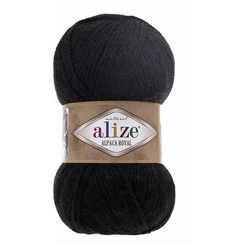 Пряжа Alize Alpaca royal (60 черный), 5 шт. по 100 г, Alize