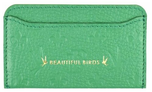 Визитница Beautiful Birds, с тиснением, зеленый
