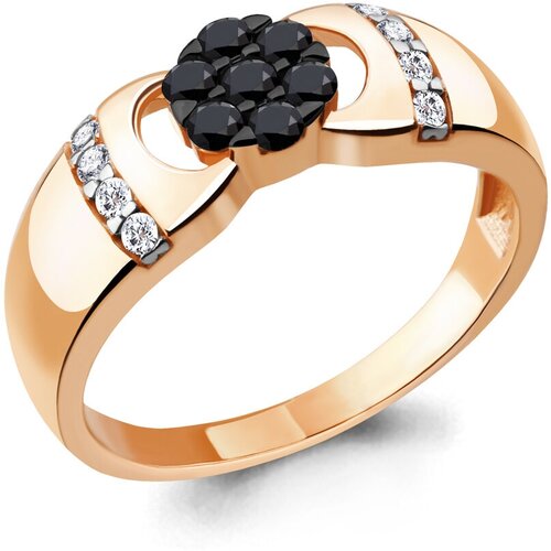 фото Кольцо diamant online, серебро, 925 проба, золочение, кристалл, фианит, размер 19