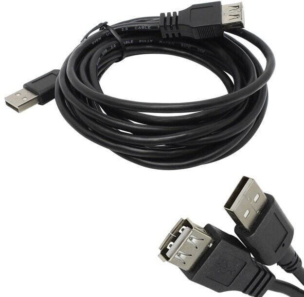 Кабель Cantell удлиннитель с фильтром, USB2.0 (M) to USB2.0 (F), 5 м, Черный