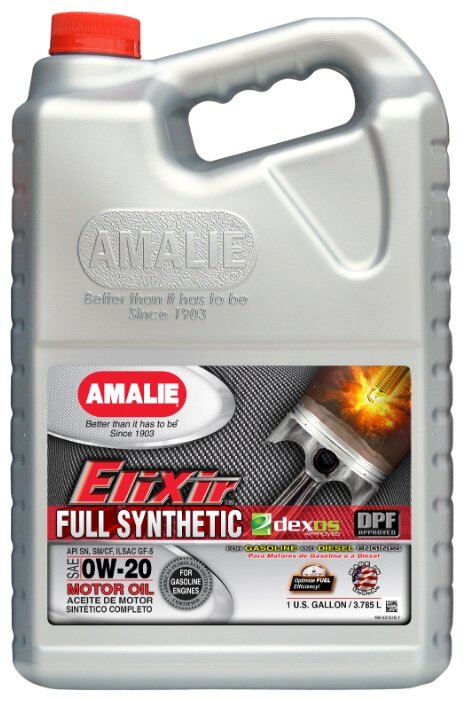 Моторное масло AMALIE Elixir Full Synthetic 0W-20 Dexos1 3.785 л