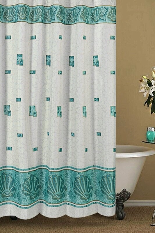 Штора для ванной с кольцами  Афина  NIKLEN  100  полиэстер  178х180 см  зеленый