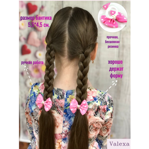 Valexa Банты для волос Б-1 Бабочки розовые в горох, 2 шт. valexa банты б 12 бабочки малые с блестками розовые 2 шт