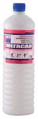 Средство для санитарной очистки сантехники и кафельной плитки концентрированное Мегасан Мега, 1 л
