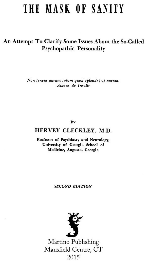 The Mask Of Sanity, An Attempt To Clarify Some Issues About The So-Called Psychop... - фото №3