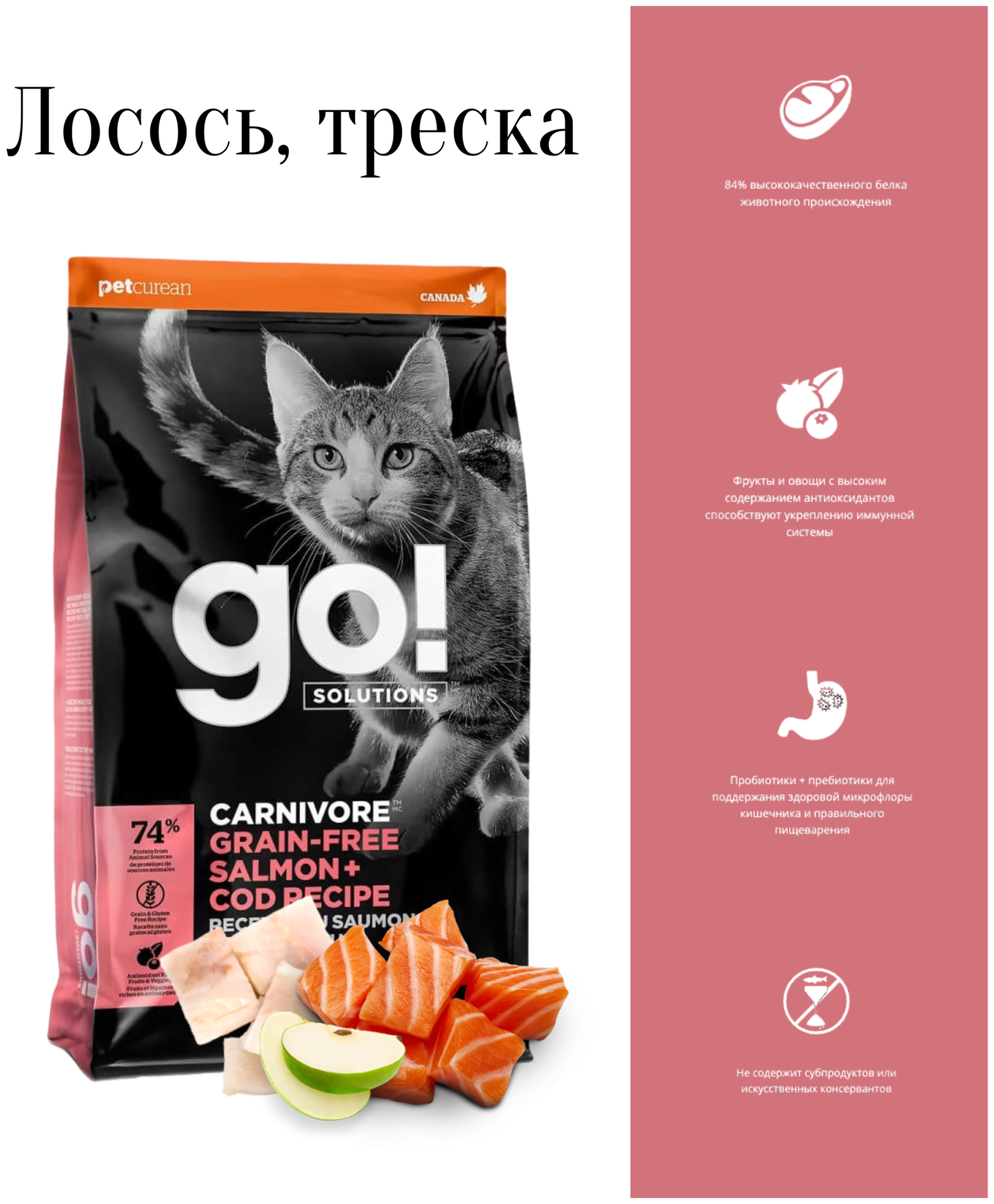 GO! беззерновой корм для котят и кошек с лососем и треской - фотография № 1