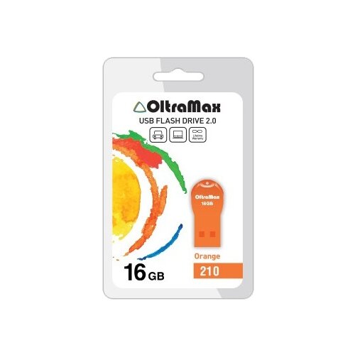 Флешка OltraMax 210 16 ГБ, orange флешка usb 2 0 oltramax 16 гб 50 om 16gb 50 blue