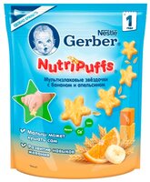 Снэк Gerber NutriPaffs Мультизлаковые звездочки с бананом и апельсином (с 1-го года) 50 г