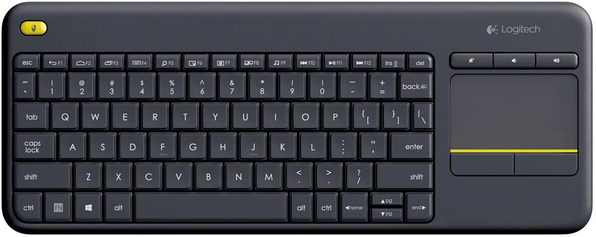 Клавиатура Logitech K400 Plus, мембранная, беспроводная, USB, черный (920-007147)