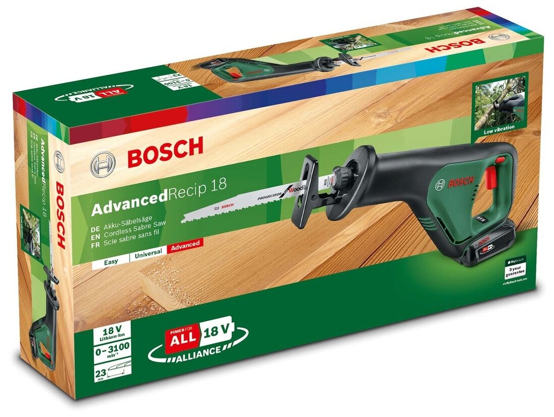 Пила BOSCH AdvancedRecip 18 Li-Ion 2.5 А·ч 18 В x1 коробка - фотография № 2