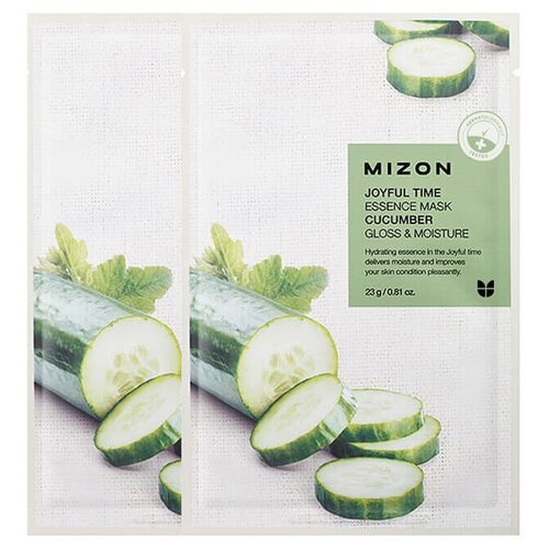 Маска тканевая 23 гр CUCUMBER, Joyful Time Essence mask pack, Mizon, 8809663752316