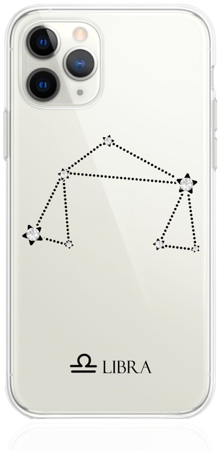 Прозрачный силиконовый чехол с кристаллами Lux для iPhone 11 Pro Знак зодиака Весы Libra для Айфон 11 Про