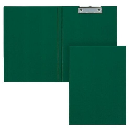 Папка-планшет с зажимом А4, 2 мм, прочная, картон/бумвинил, зеленая (клипборд с крышкой)