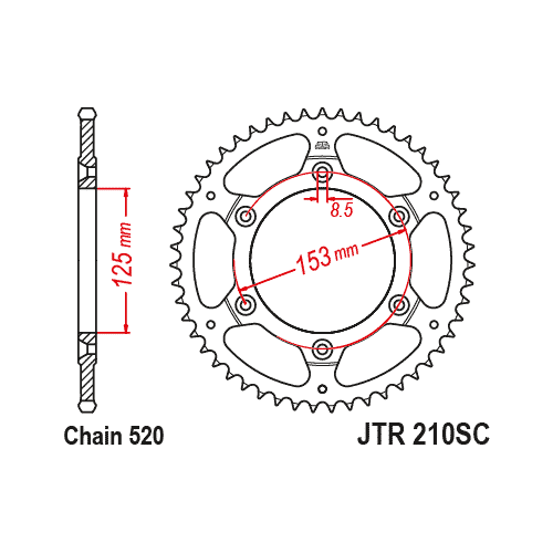 Звезда Мотоциклетная Jt Jtr210.51sc Самоочищающаяся JT Sprockets арт. JTR210.51SC