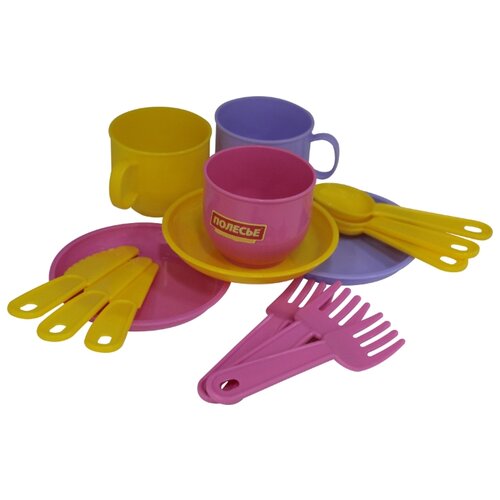фото Набор посуды полесье "минутка" на 3 персоны 9561 желтый/розовый/фиолетовый