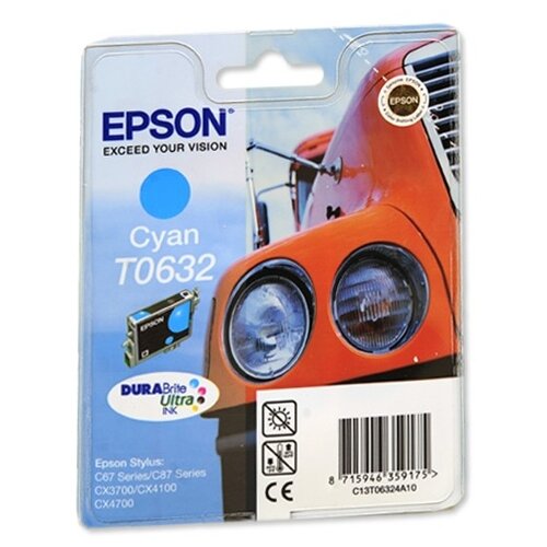 Картридж Epson C13T06324A10, 250 стр, голубой