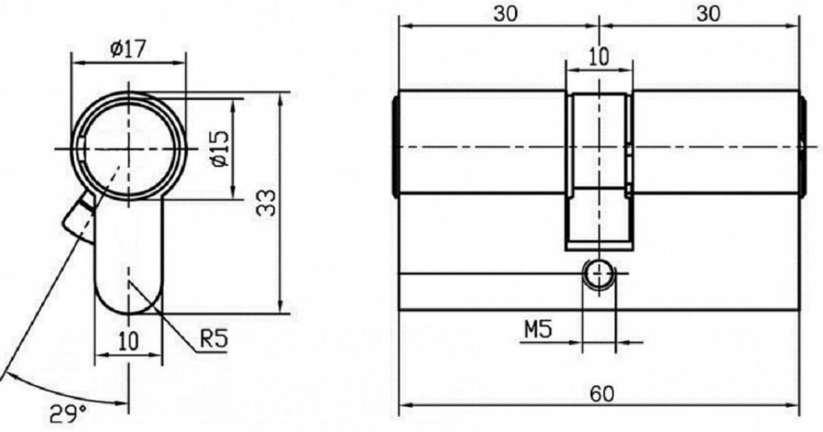 Цилиндр ключевой MORELLI 60C PC, ключ-ключ, хром - фото №5