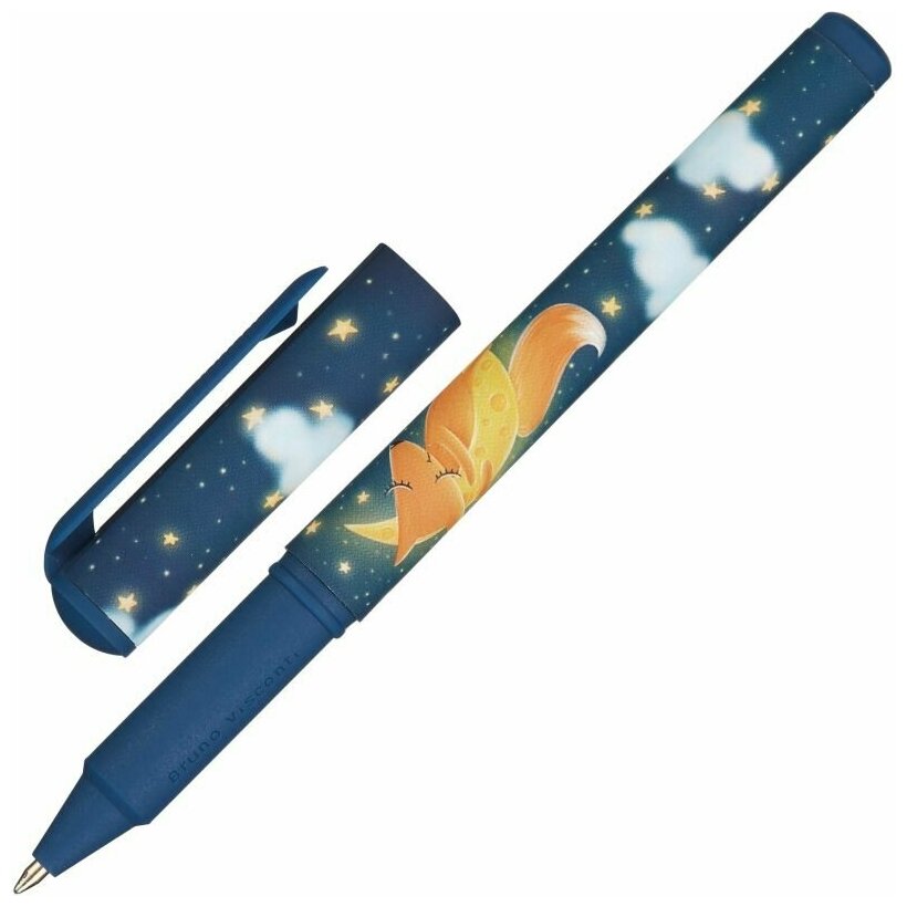 Ручка шариковая неавтоматическаям DreamWrite, Лисята 0.7мм синяя, 1 шт.