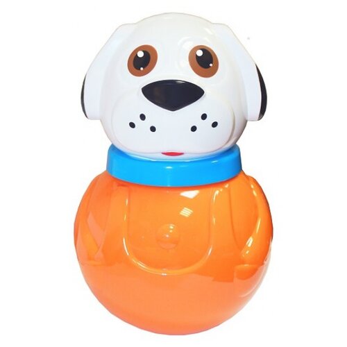 фото Неваляшка пластмастер пес шарик (11326) 26 см оранжевый/белый
