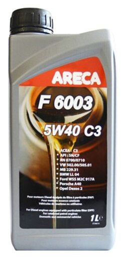 Моторное масло ARECA F6003 5W-40 C3 1л