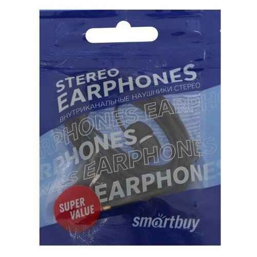 Наушники Smartbuy Model V вакуумные микрофон 93дБ 16Ом 35мм 11м пакет черные 398₽