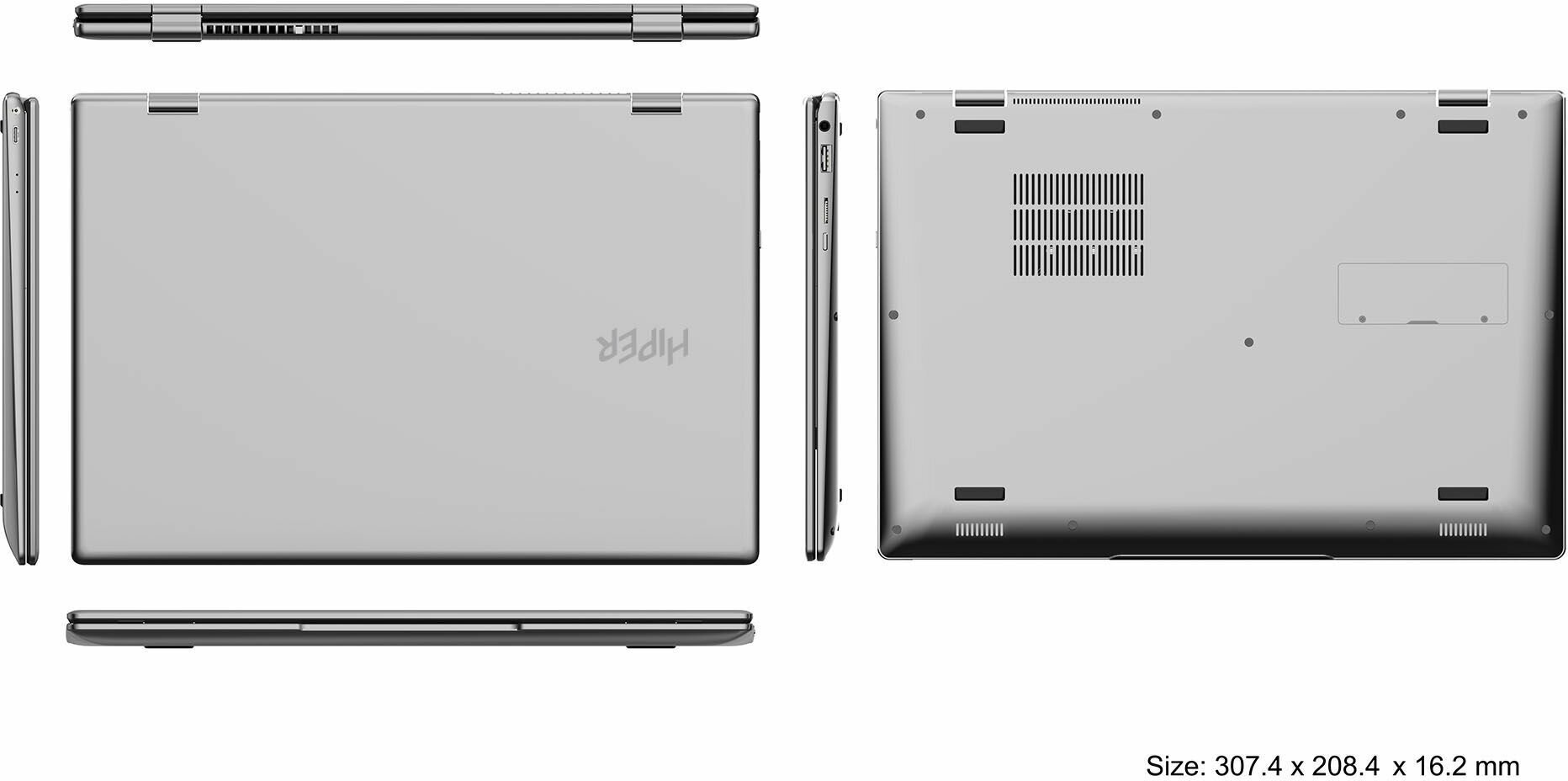 Ноутбук HIPER SLIM 360 H1306O582DM (13.3", Core i5 1235U, 8Gb/ SSD 256Gb, Iris Xe Graphics eligible) Серый - фото №3
