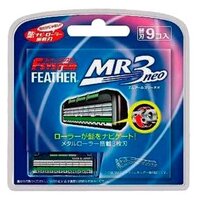 Запасные кассеты Feather F-System MR3 Neo, с тройным лезвием для любых станков марки Feather, 9 кассет