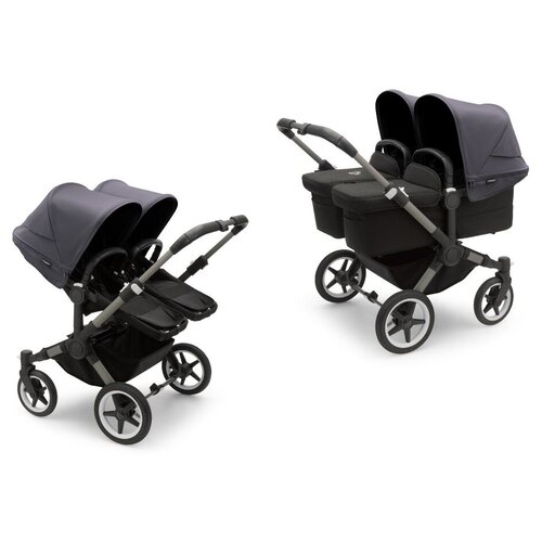 Детская коляска 2 в 1 для двойни и погодок Bugaboo Donkey5 Twin Graphite/Midnight Back/Stormy Blue