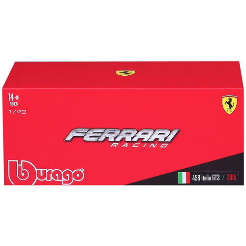 Bburago Коллекционная машинка Феррари 1:43 Ferrari Racing - 458 Italia GT3 2015, зеленая машина bburago 1 43 ferrari f50 18 31108w
