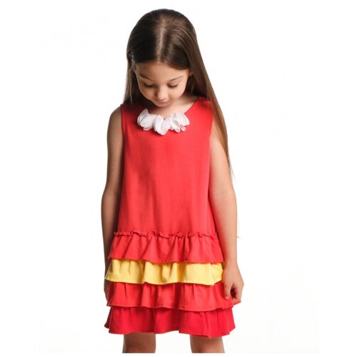 Платье для девочек Mini Maxi, модель 3182, цвет коралловый, размер 110