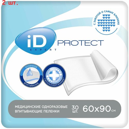 Пеленки одноразовые iD Protect Expert 60*90 30шт (2 шт.)