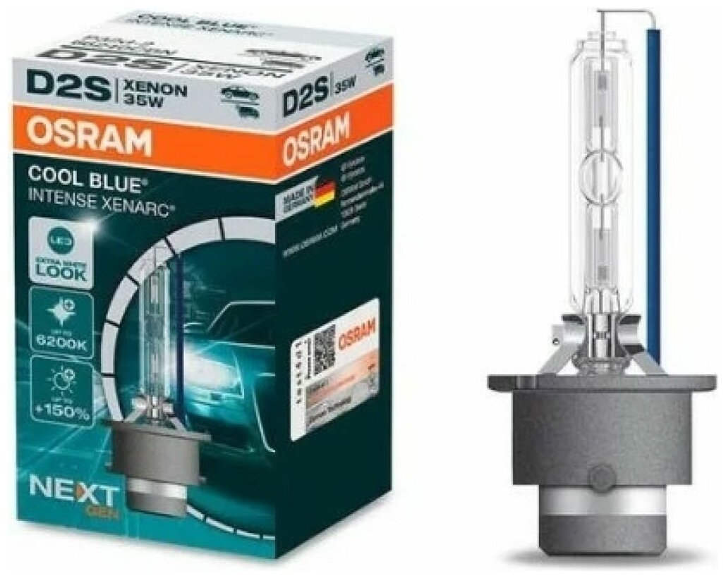 Лампа D2s 35W Xenarc Cool Blue Intense (Next Generation) 6200K, Картон 1Шт. P32d-2 4X1 2B Osram арт. 66240CBN