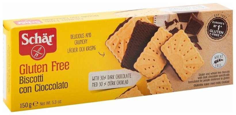 Печенье с шоколадом 150 г "Biscotti con Cioccolato" Dr. Schar, 1 шт - фотография № 3