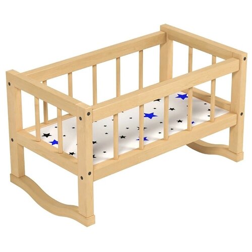 кроватка качалка для кукол ясюкевич 11 49 31 30см Кроватка-качалка для кукол деревянная с постелькой