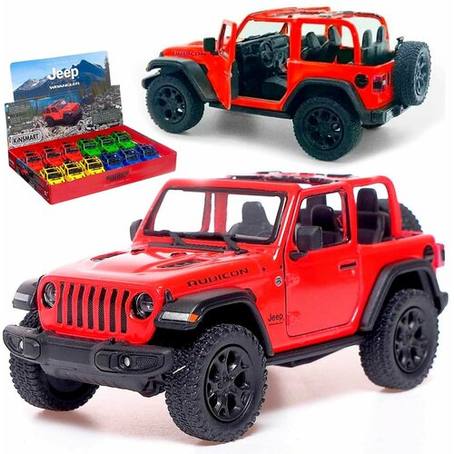 Металлическая машинка Kinsmart 1:34 «2018 Jeep Wrangler (открытый верх)» инерционная, красная KT5412DA-4