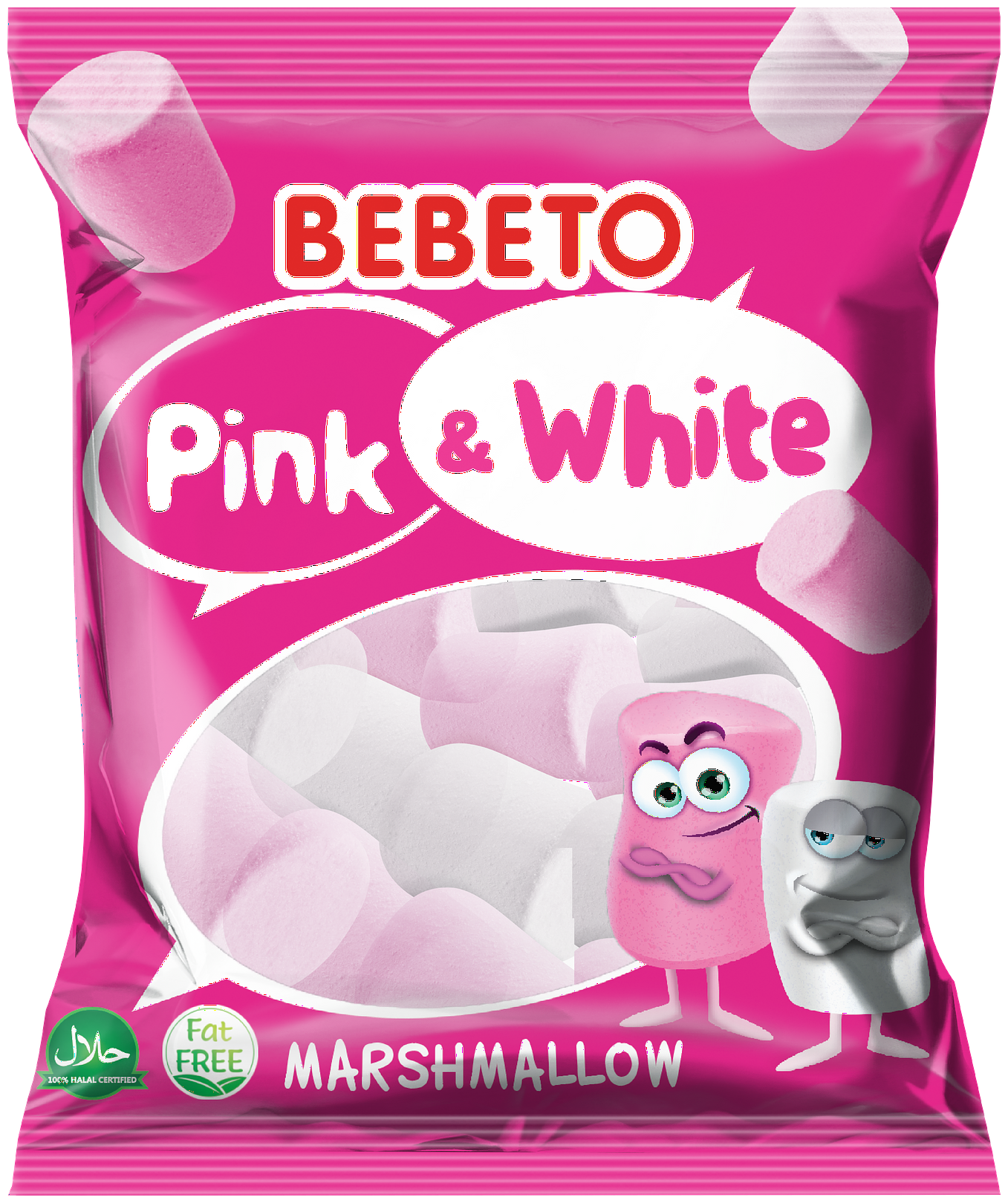 Суфле-маршмеллоу Bebeto Pink&White вкус ванили и клубники (лента) 60г Турция