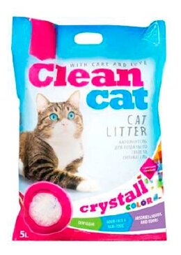 Clean Cat Crystall Color наполнитель для кошачьего туалета, силикагелевый, впитывающий, цветной микс, 5 л - фотография № 1